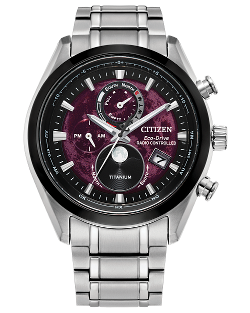 Tsuki yomi A T Red Dial Super Titanium Bracelet BY1018 55X CITIZEN